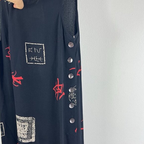 Vintage Chicos Jumper Maxi Dress Sz M Asian Print 90s Relaxed Fit Retro Resort - Picture 3 of 8